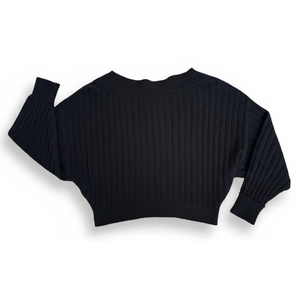 Free People Cabin Fever Ribbed Sweater Washed Black Oversized M - Picture 8 of 11